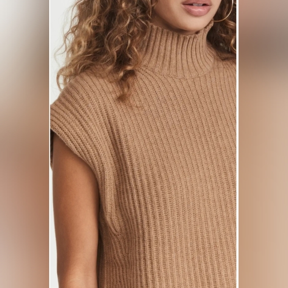 Ganni Tan Ribbed Turtleneck Sweater - Picture 2 of 11